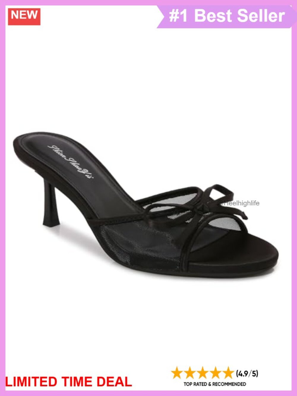 Kitten Heel Bow Mule Sandals Round Toe Slip On Backless Heels